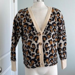 NEW Cheetah Soft Button Sweater Size S